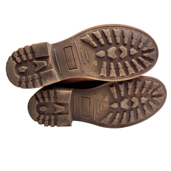 Freebird by Steven Tan/Brown Leather Block Heel Zipper Ankle Boots 8 - Picture 9 of 11